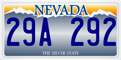 NV license plate 29A292