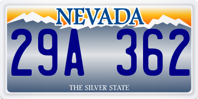 NV license plate 29A362