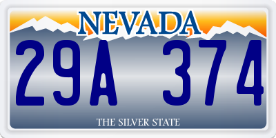 NV license plate 29A374