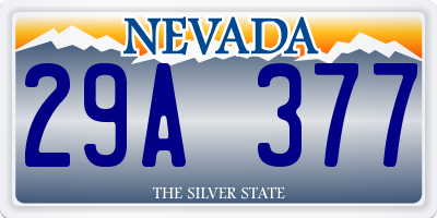 NV license plate 29A377