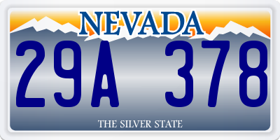 NV license plate 29A378