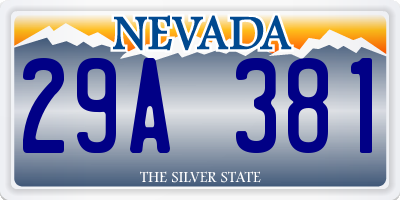NV license plate 29A381