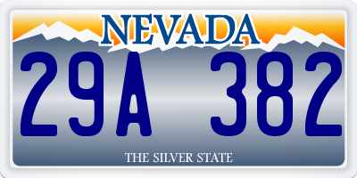 NV license plate 29A382