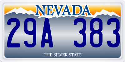 NV license plate 29A383