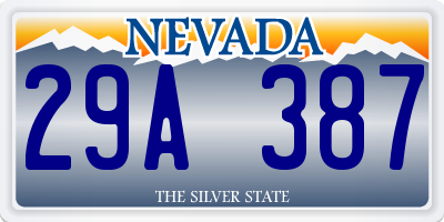 NV license plate 29A387
