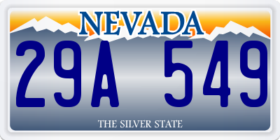 NV license plate 29A549
