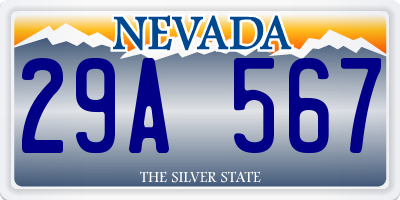 NV license plate 29A567