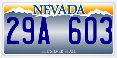 NV license plate 29A603