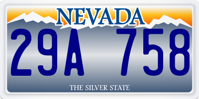 NV license plate 29A758