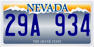 NV license plate 29A934