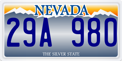 NV license plate 29A980
