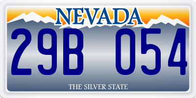 NV license plate 29B054