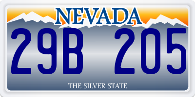 NV license plate 29B205