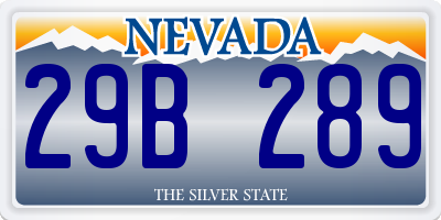 NV license plate 29B289