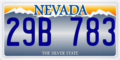 NV license plate 29B783