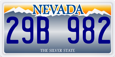 NV license plate 29B982