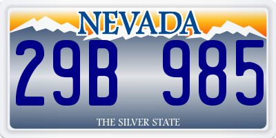 NV license plate 29B985