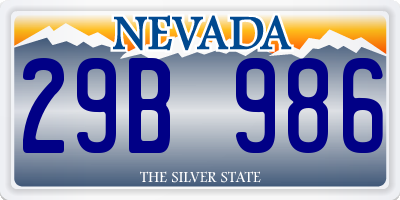 NV license plate 29B986