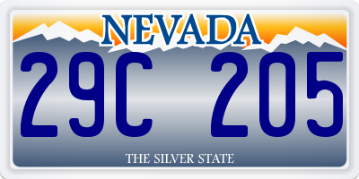 NV license plate 29C205