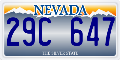 NV license plate 29C647