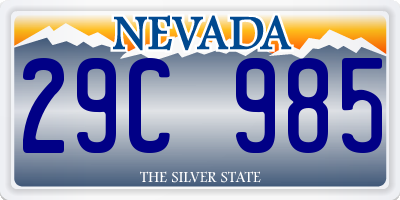 NV license plate 29C985