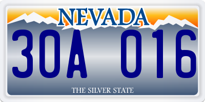 NV license plate 30A016
