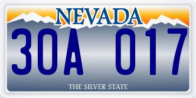 NV license plate 30A017