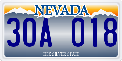 NV license plate 30A018