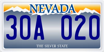 NV license plate 30A020