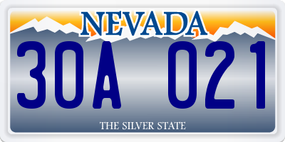 NV license plate 30A021