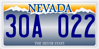 NV license plate 30A022