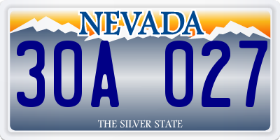 NV license plate 30A027