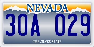 NV license plate 30A029