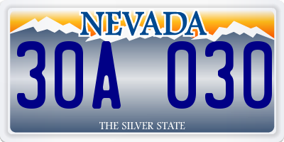 NV license plate 30A030