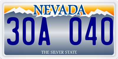 NV license plate 30A040