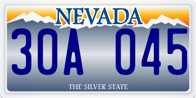NV license plate 30A045