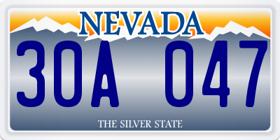 NV license plate 30A047