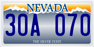 NV license plate 30A070