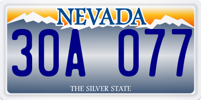 NV license plate 30A077