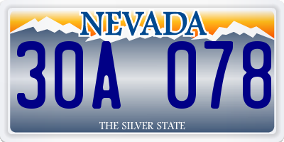 NV license plate 30A078