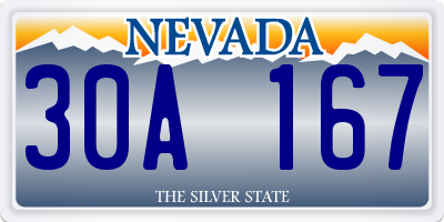 NV license plate 30A167