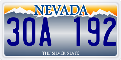NV license plate 30A192