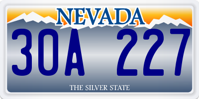 NV license plate 30A227