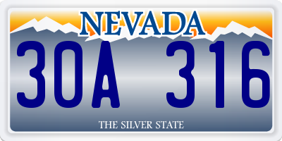 NV license plate 30A316