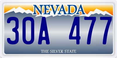 NV license plate 30A477