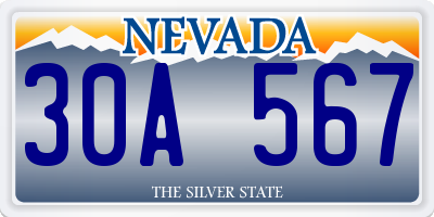 NV license plate 30A567