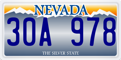 NV license plate 30A978