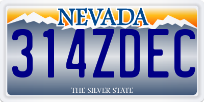 NV license plate 314ZDEC