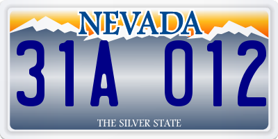 NV license plate 31A012