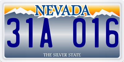 NV license plate 31A016